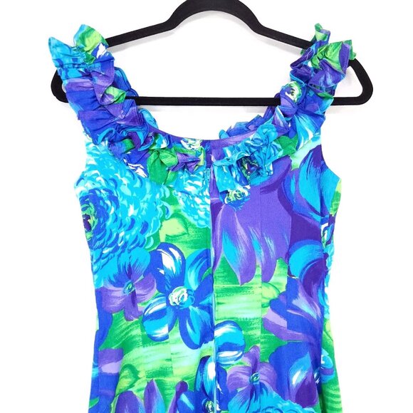 Vintage Sun Fashions of Hawaii Honolulu Dress Small Vibrant Floral Printed - Picture 4 of 12
